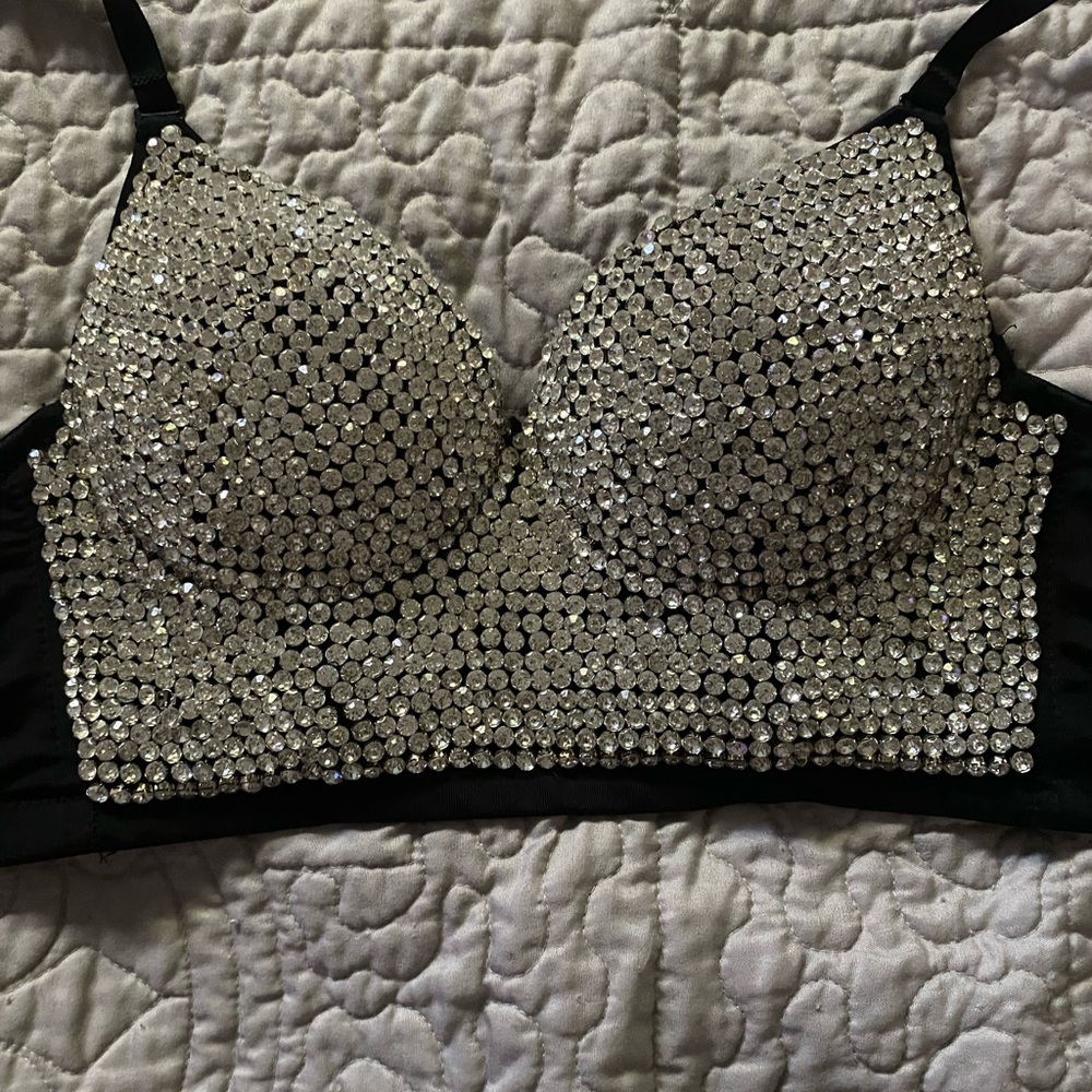 Rhinestone Bejeweled Bra Top - Small